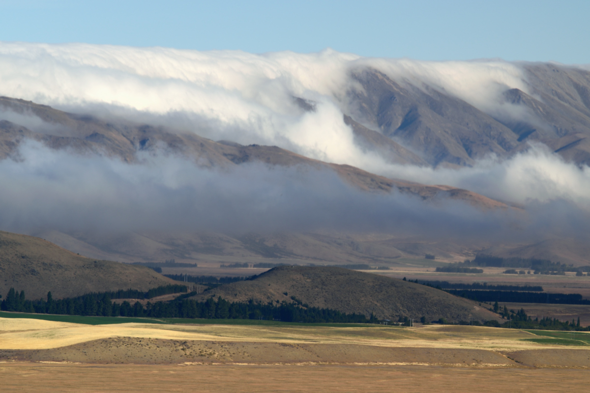 Clouds in Mackenzie mountains from Mt John Observatory